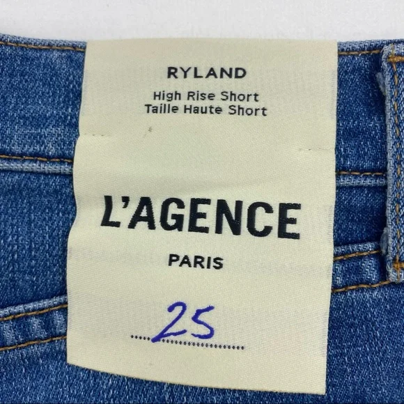 L’AGENCE | Bejeweled Rhinestone Ryland High Rise Jean Shorts RARE | 25 New - Picture 8 of 11